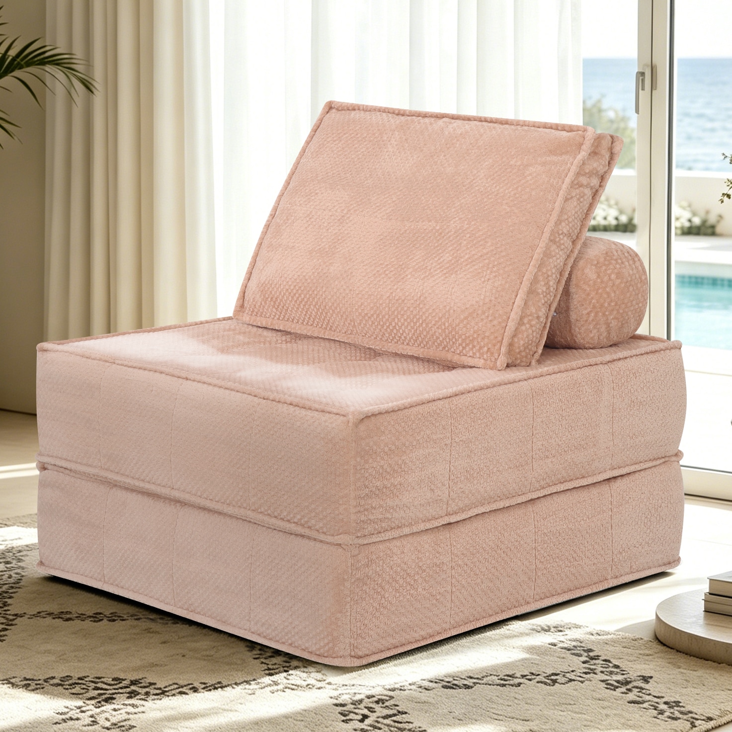 66.9 Inch Modular Sofa, Single Seater, Double-layer Multi-combination, Skin-friendly Fabric, DIY Suitable For Living Rooms, Study Rooms, Bedrooms, And Other Spaces. PINK_voghion.com